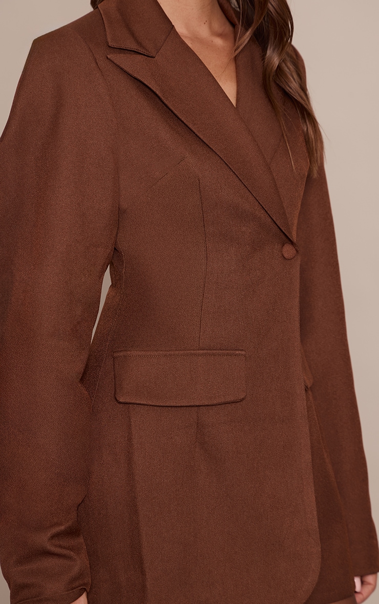 Chocolate Drop Shoulder Cinch Waist Extreme Oversized Blazer image 4