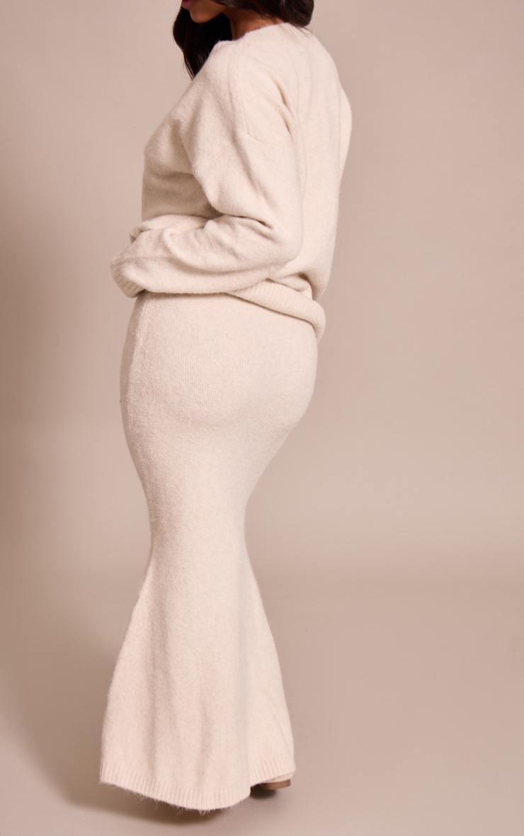 Petite jupe colonne mi-longue en maille tricot crème image 3