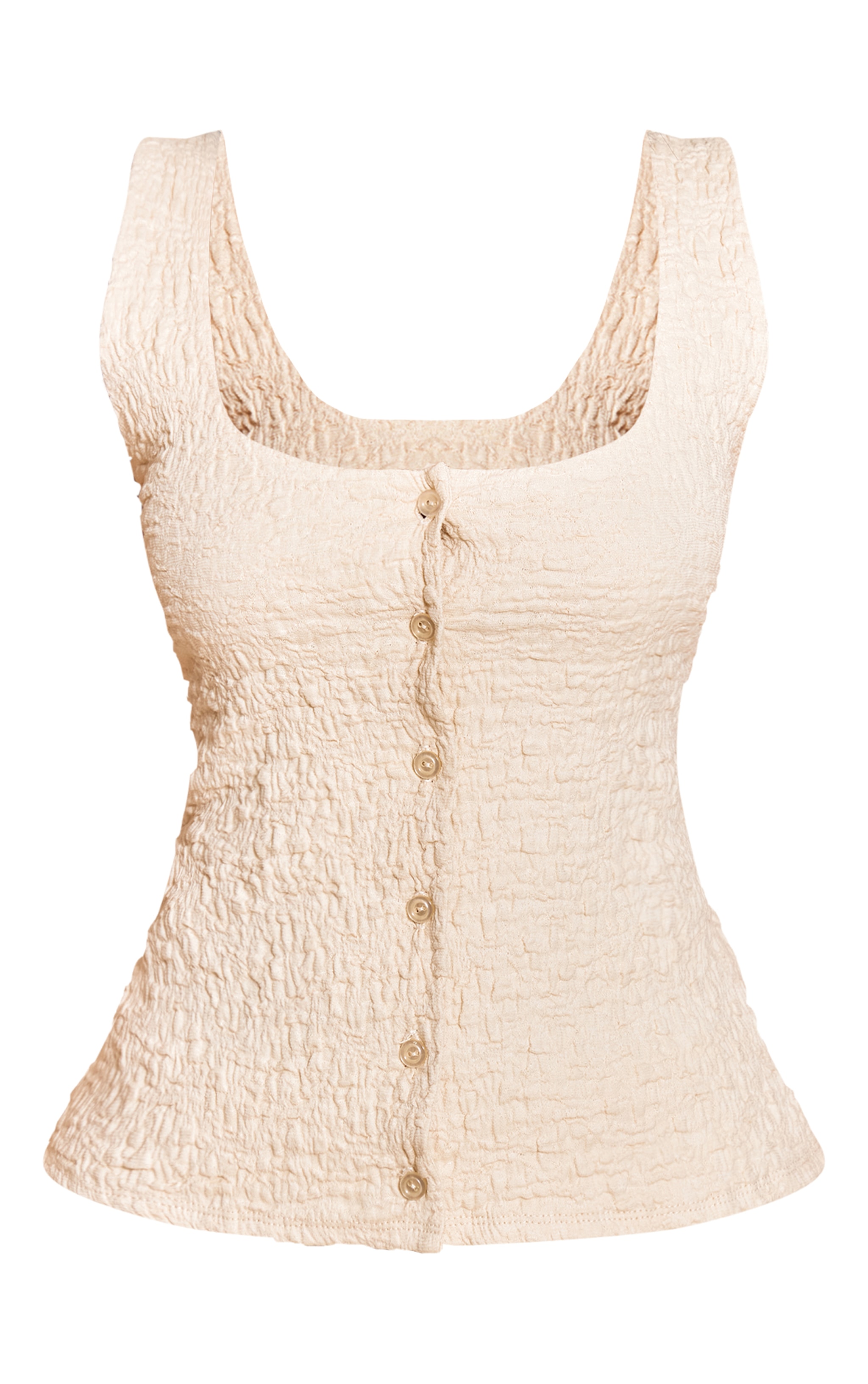Petite Cream Scoop Neck Long Fitted Top image 5