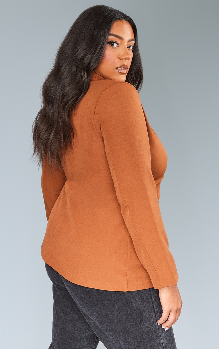 Plus Chocolate Wrap Front Blazer image 2