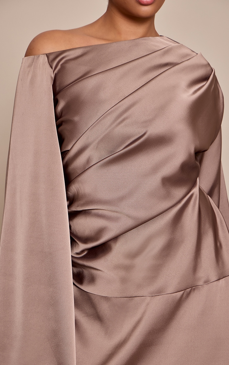 Petite Taupe Off Shoulder Tailored Woven Mini Dress image 4