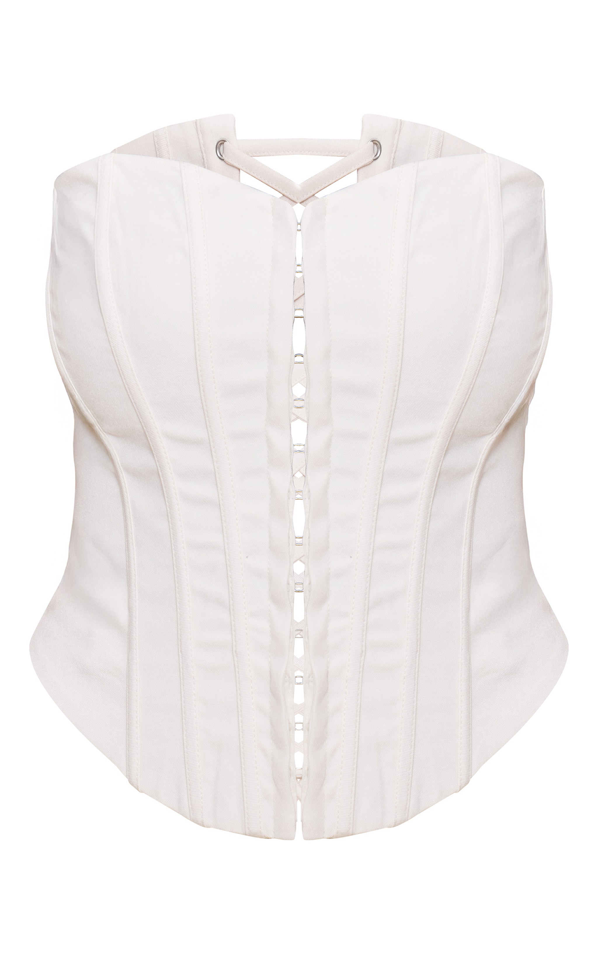Shape Butter Cream Hook & Eye Front Boned Corset Top image 5