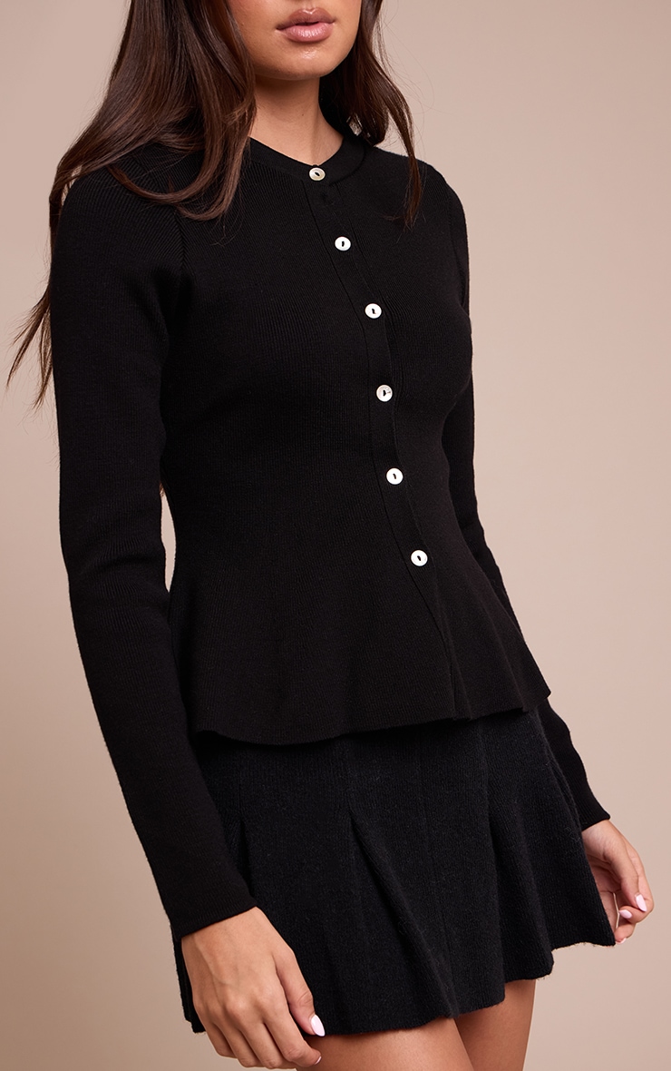Black Soft Knitted Pleated Mini Skirt image 2