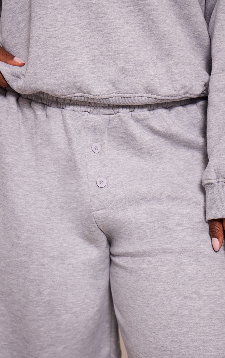 Plus Grey Marl Button Up Wide Leg Track Pants image 4