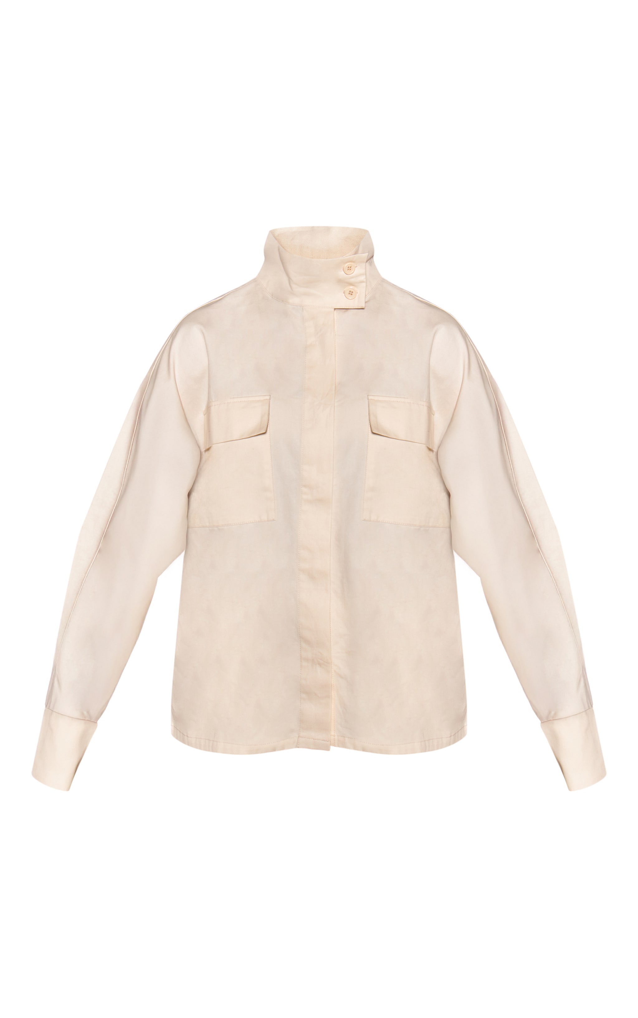 Cream Cotton Funnel Neck Boxy Shirt  image 5