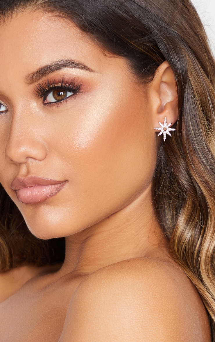 Gold Star Diamante Stud Earrings