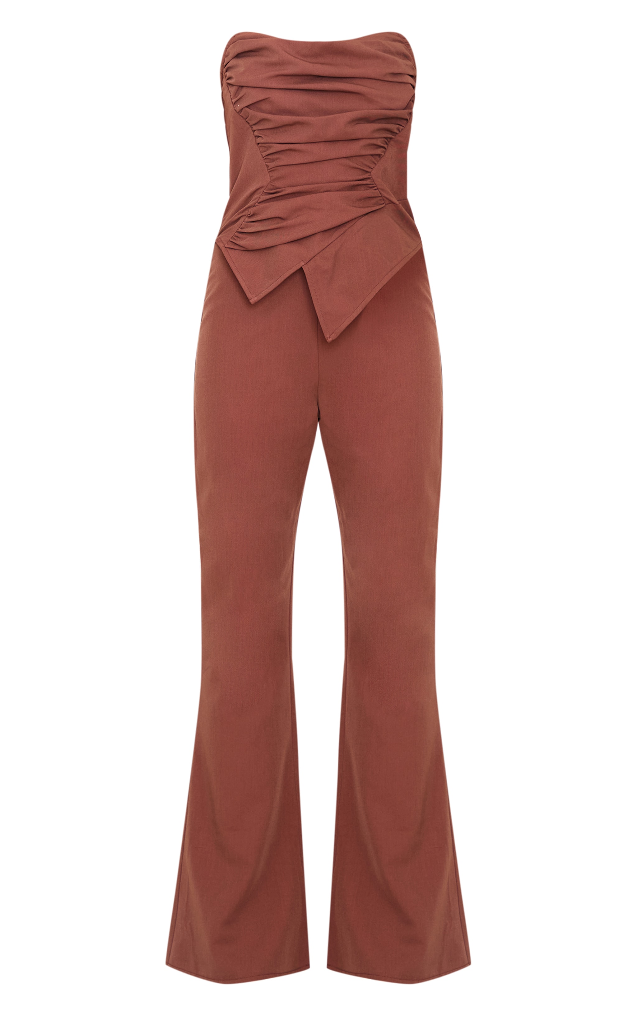 Chocolate Ruched Pointed Corset Bandeau Jumpsuit image 5