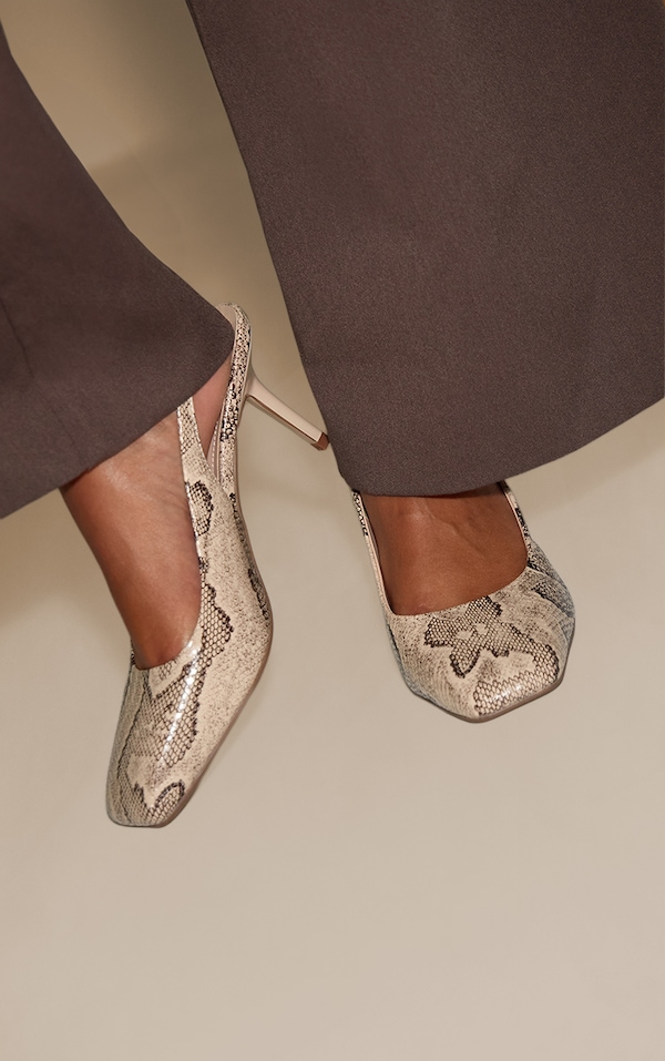 Snake Square Toe Sling Back