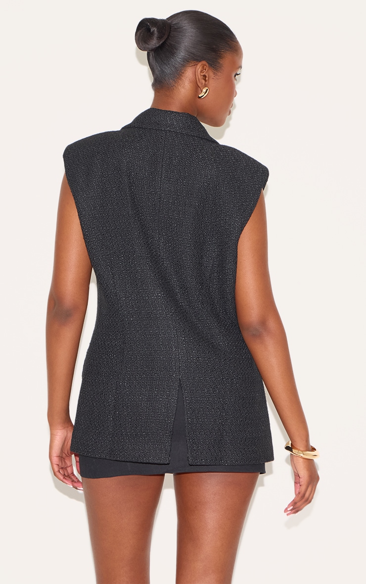 Black Tweed Double Breasted Waistcoat image 2