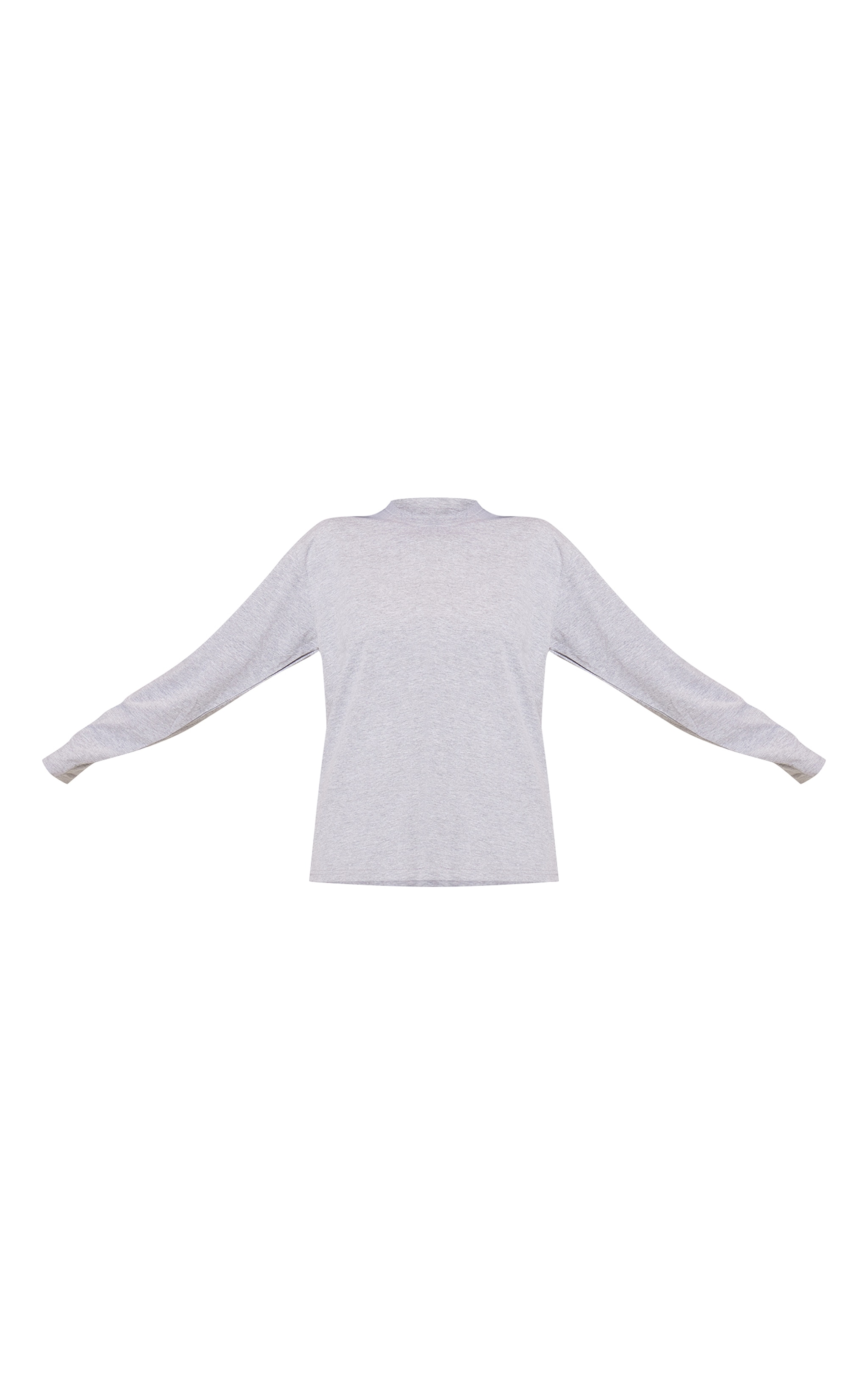 T-shirt oversize style boyfriend en coton gris chiné à manches longues image 5