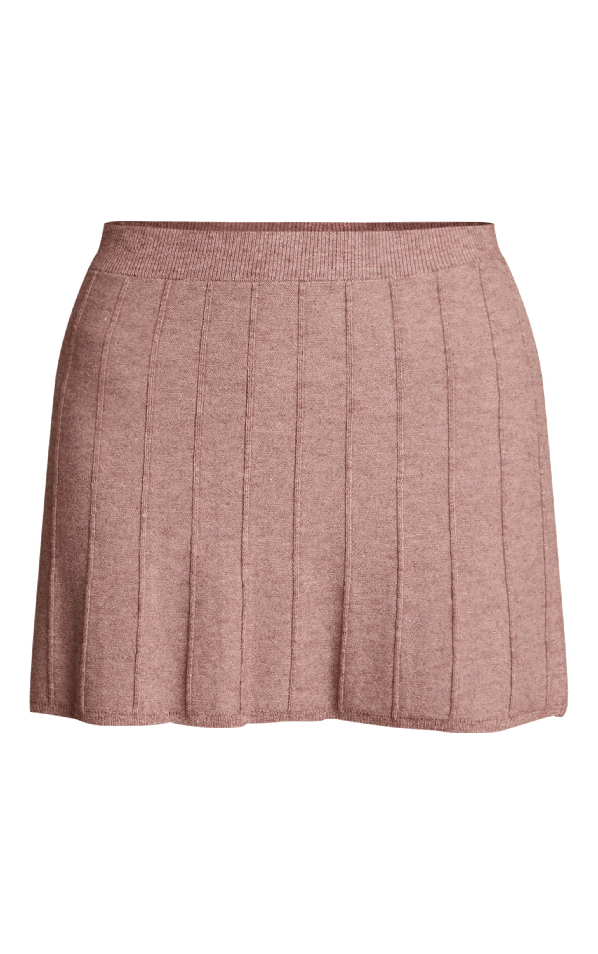 Mocha Pleated Knit Mini Skirt image 6