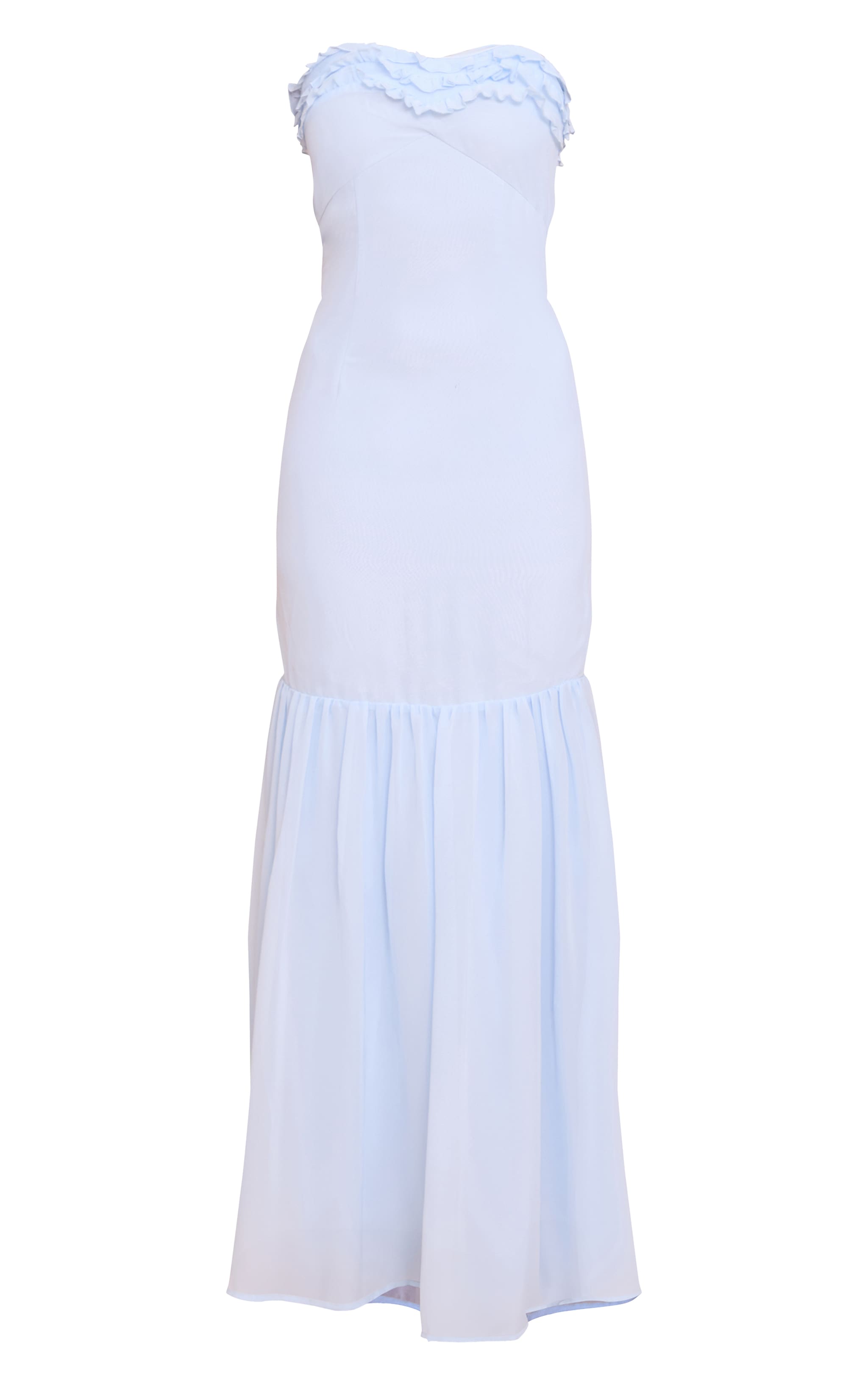 Light Blue Chiffon Bandeau Frill Detail Maxi Dress image 5