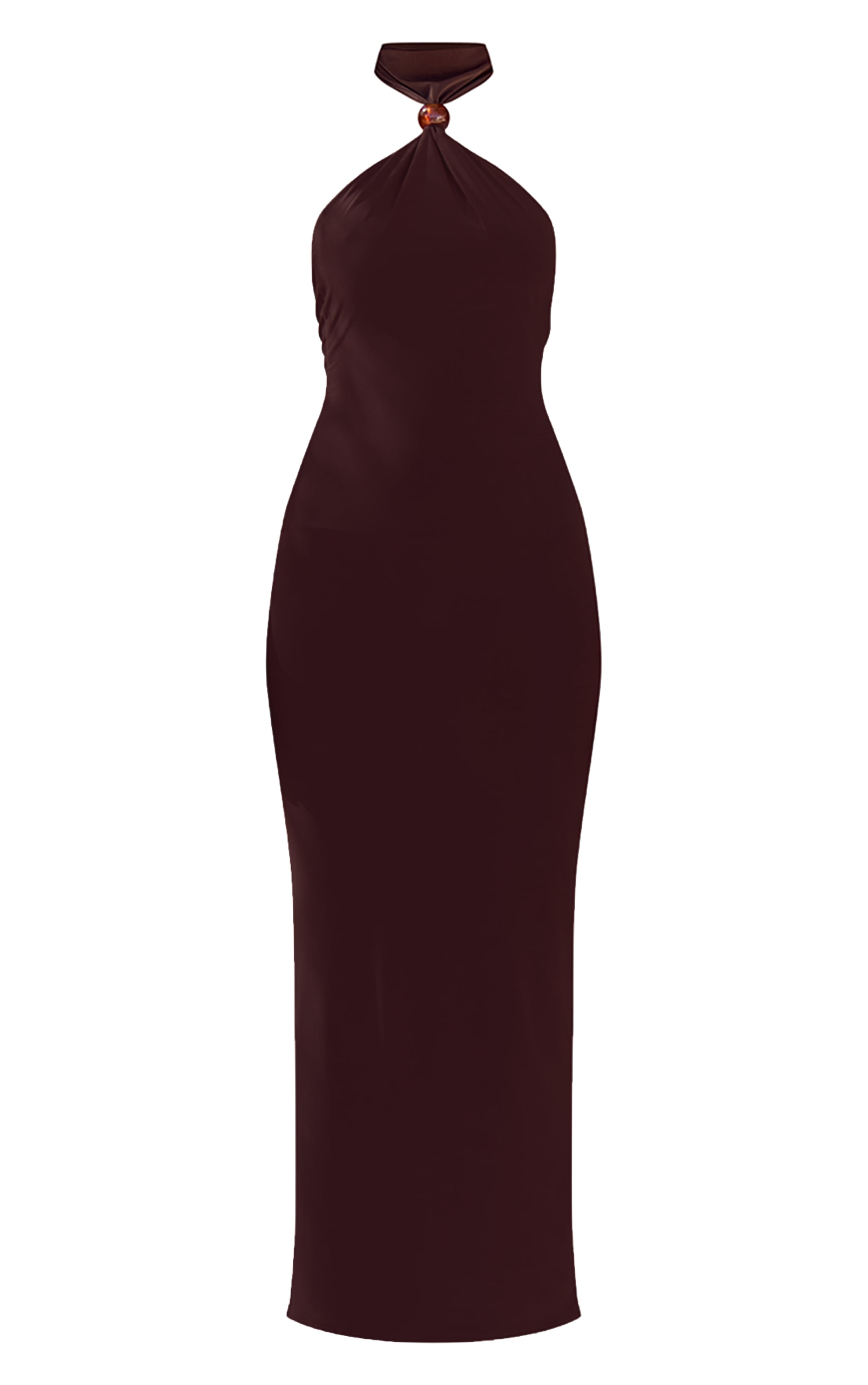 【BADBLOOD】Oval logo halterneck midi dress chocolate Badblood Oval Logo Halterneck Midi Dress - Chocolate – BBGSHOPHK