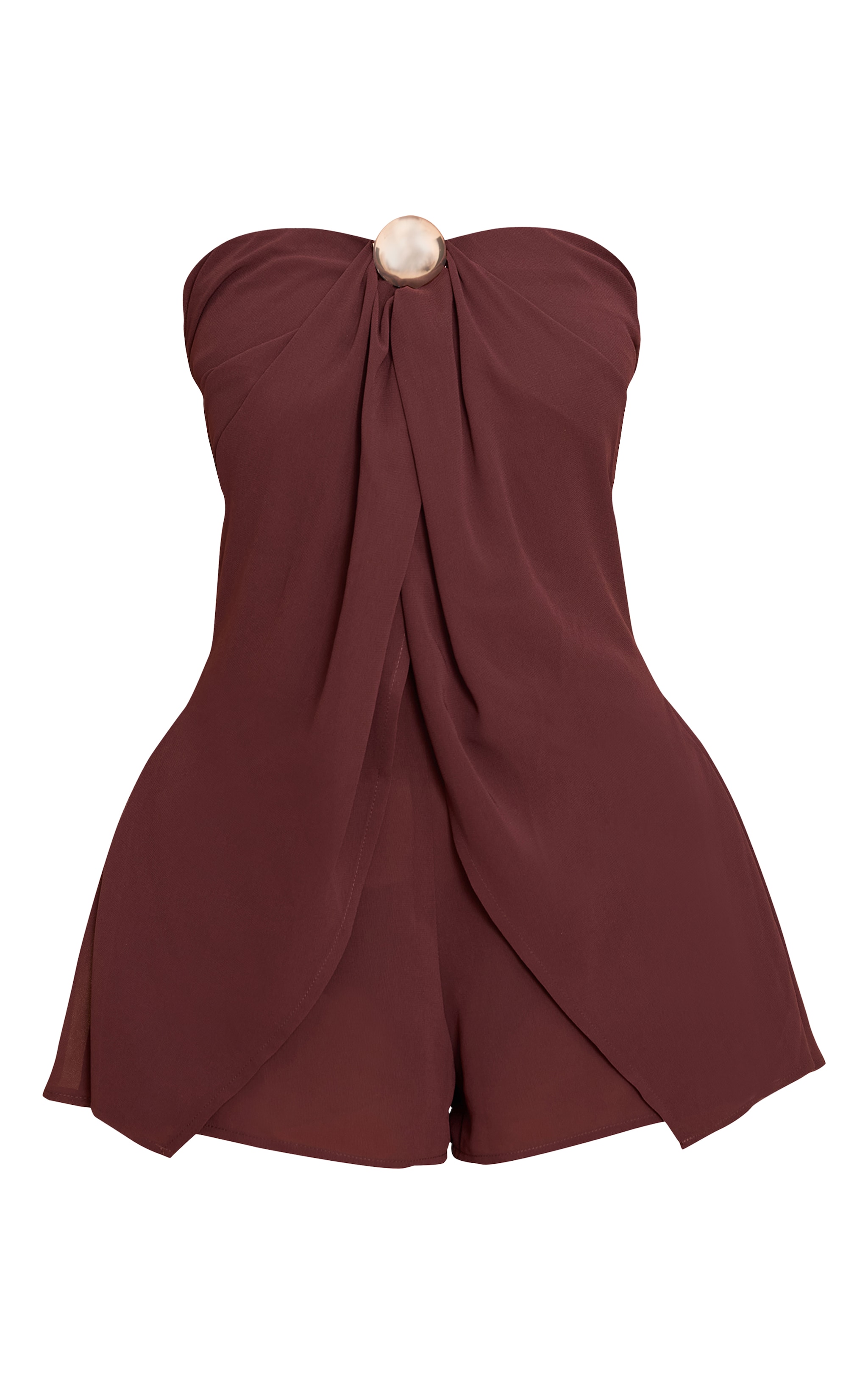Combishort bustier en mousseline de soie chocolat à empiècement image 5