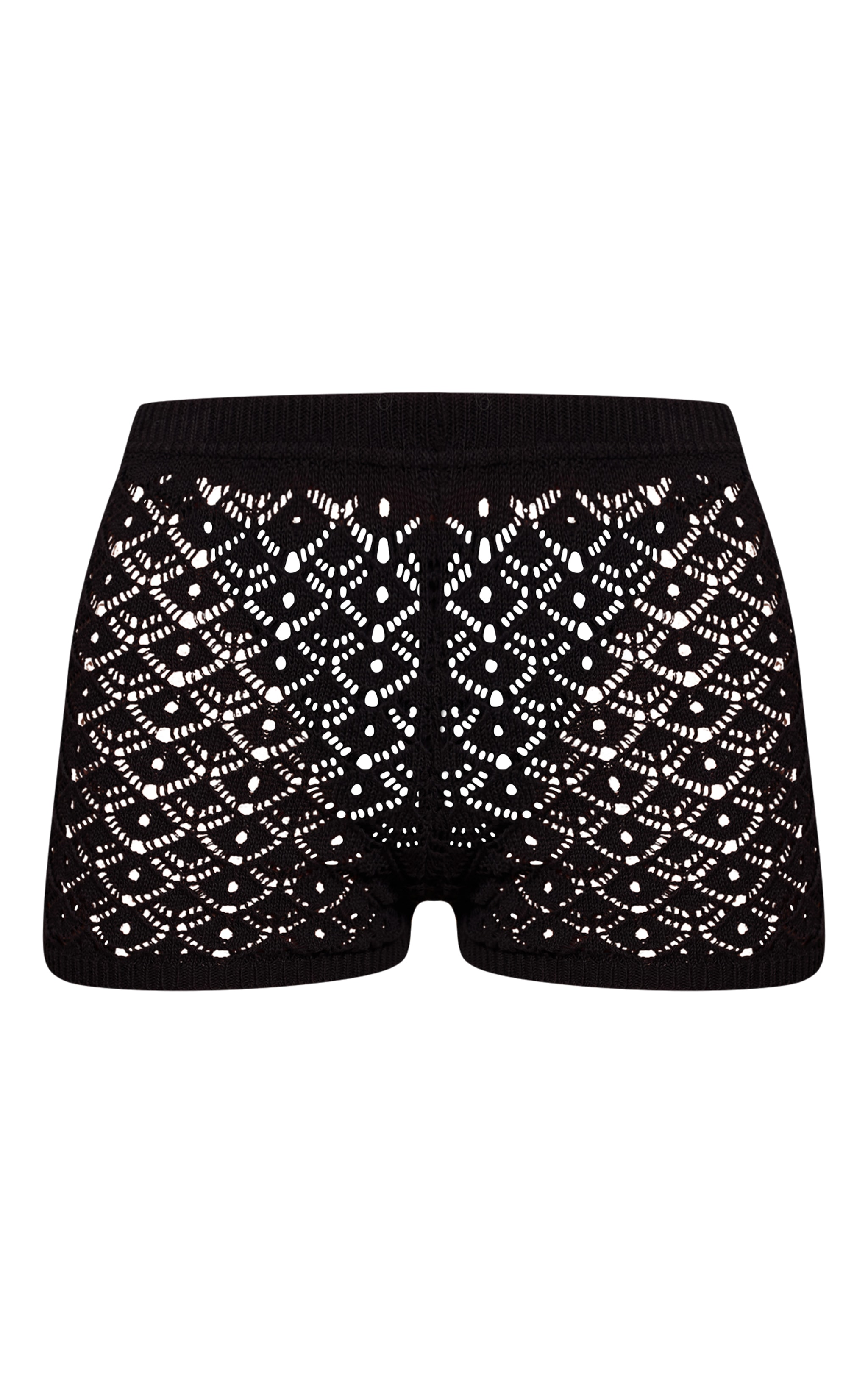 Black Crochet Mini Knitted Shorts image 6
