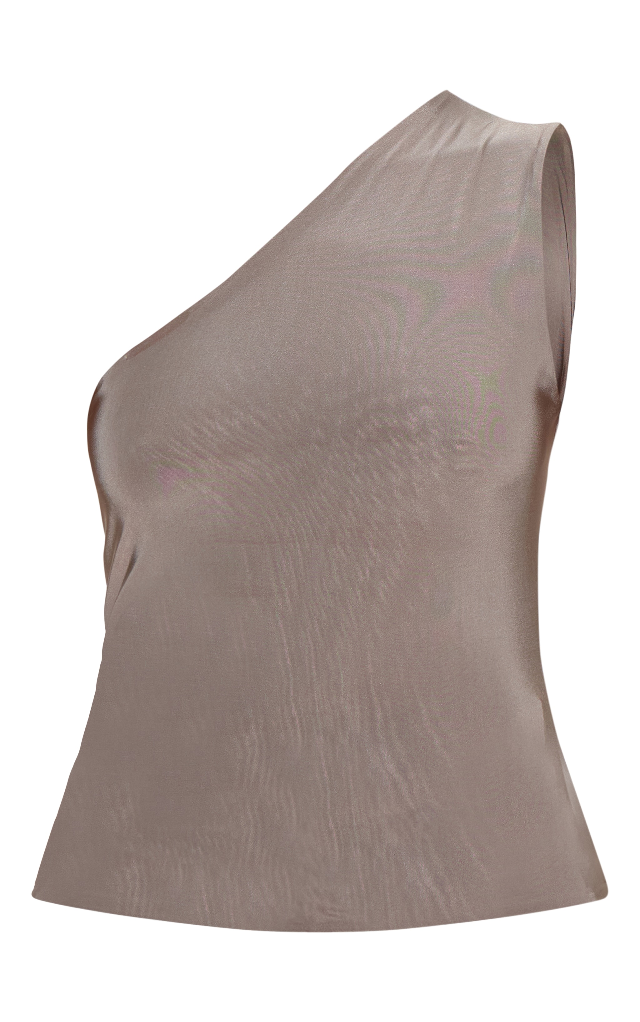 Mushroom Double Layer Slinky Back Detail One Shoulder Top image 5