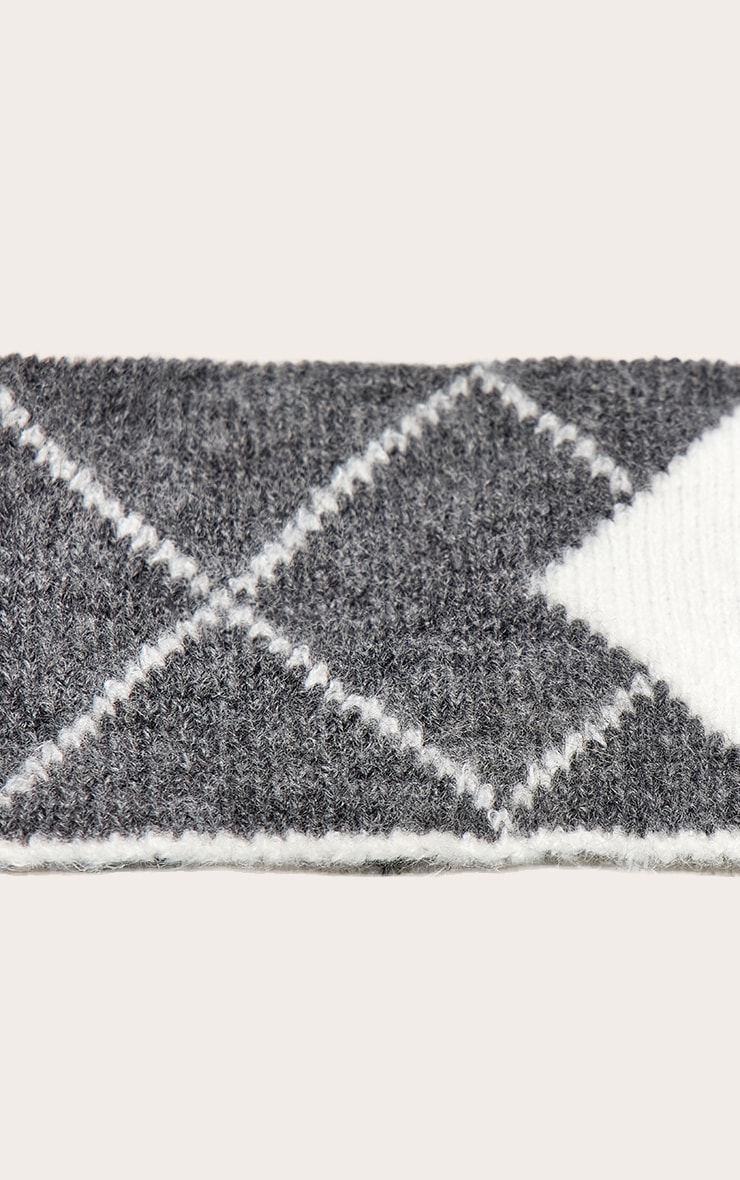 Charcoal Argyle Knitted Headband image 3