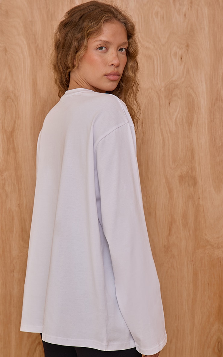 White Oversized Embroidered T-Shirt image 2