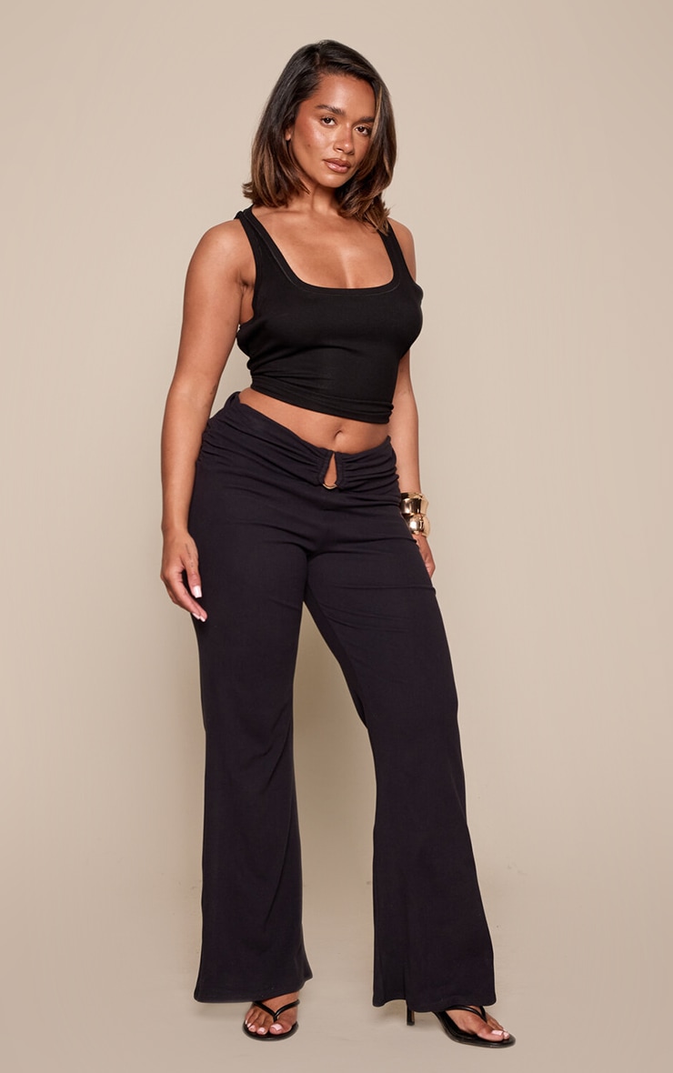 Shape Black Soft Touch Buckle Detail Flared Pants image 4