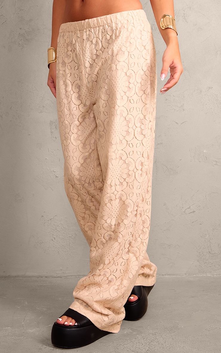 Nude Lace Jacquard Elasticated Waist Pants image 2