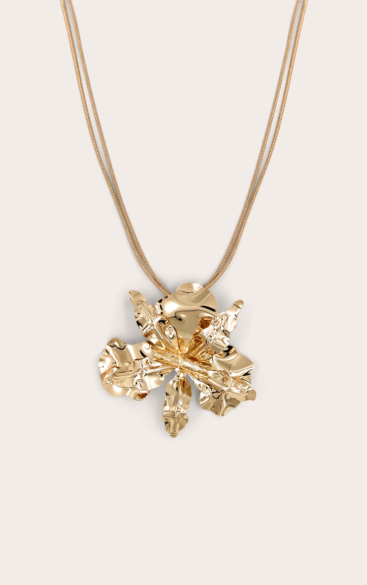 Gold Foil Effect Statement Flower Necklace image 3