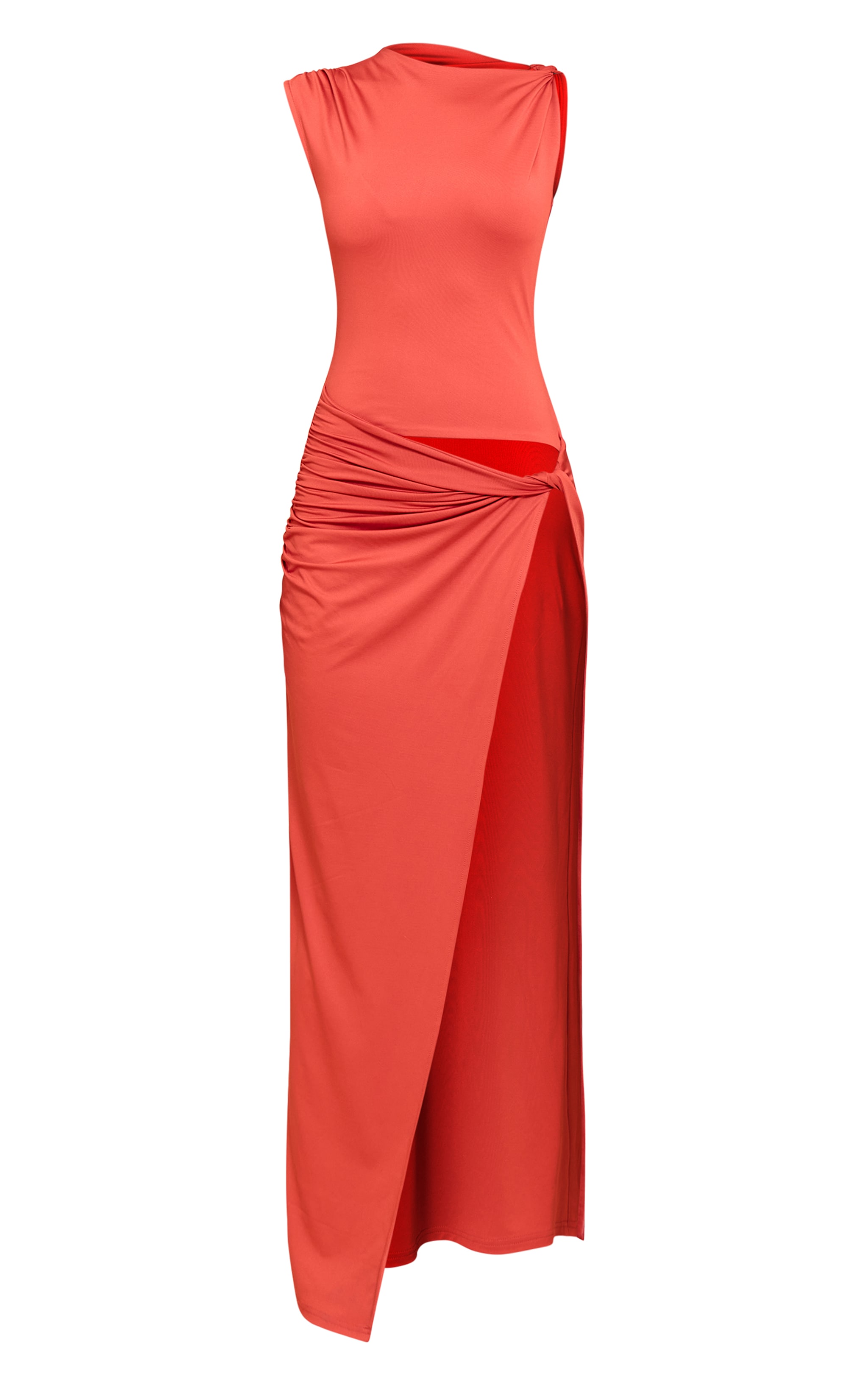Rust Ruched Cut Out Maxi Dress image 5