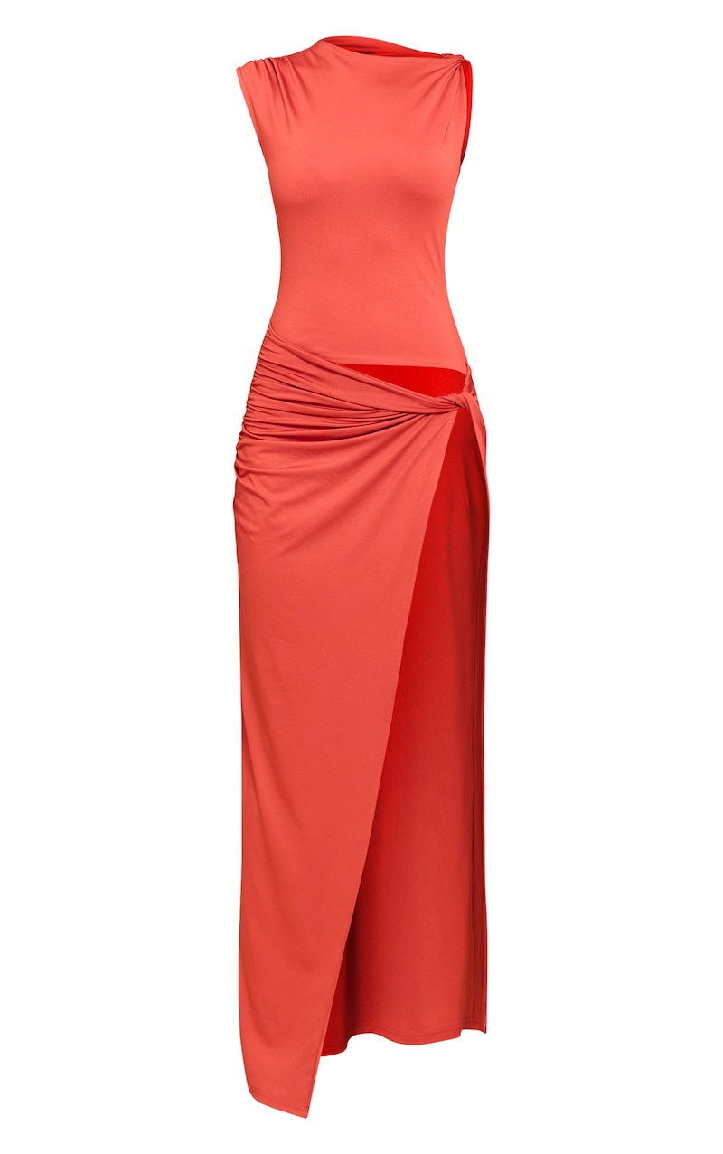 ruched cut out maxi dress
