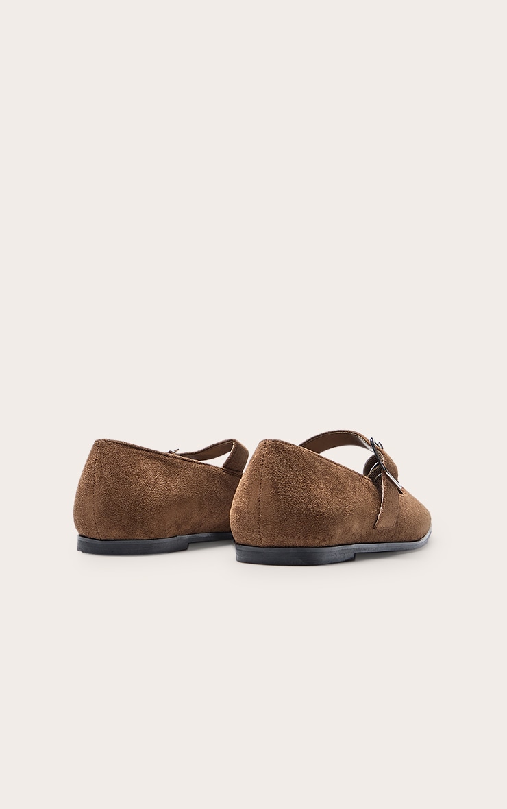 Tan Faux Suede Mary Jane Ballet Flats image 4