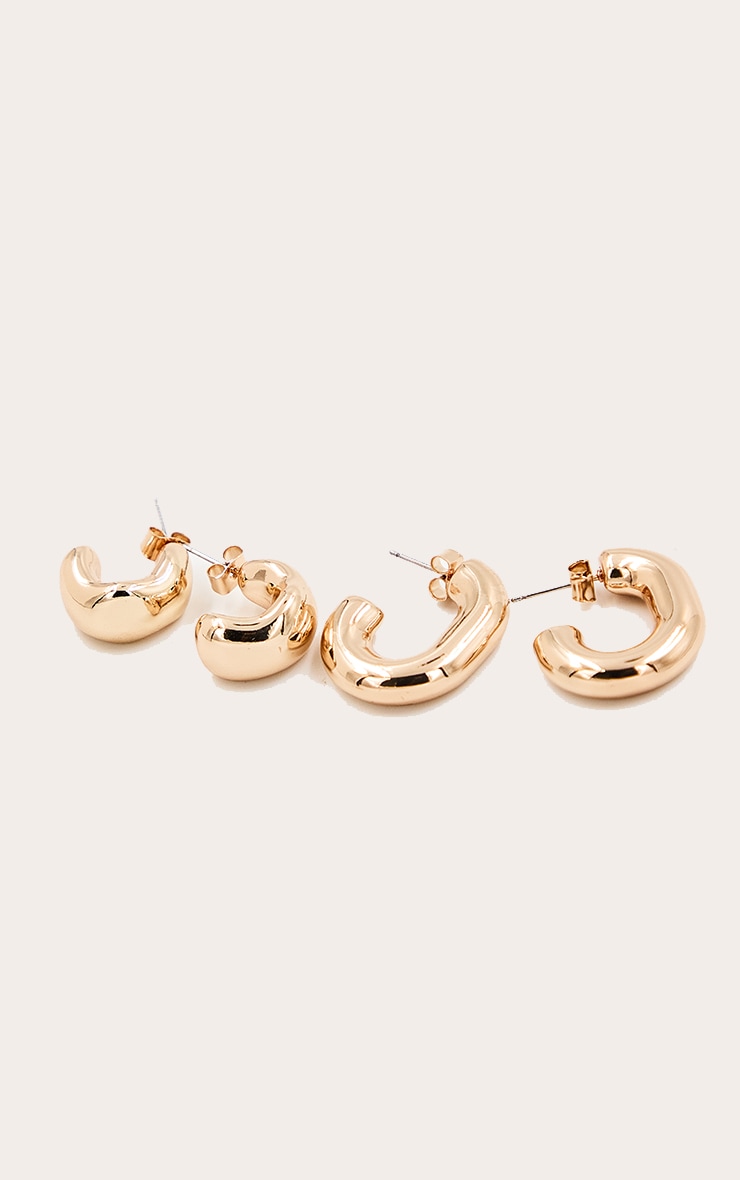 Gold Smooth Chunky Hoop Multi Pack image 3
