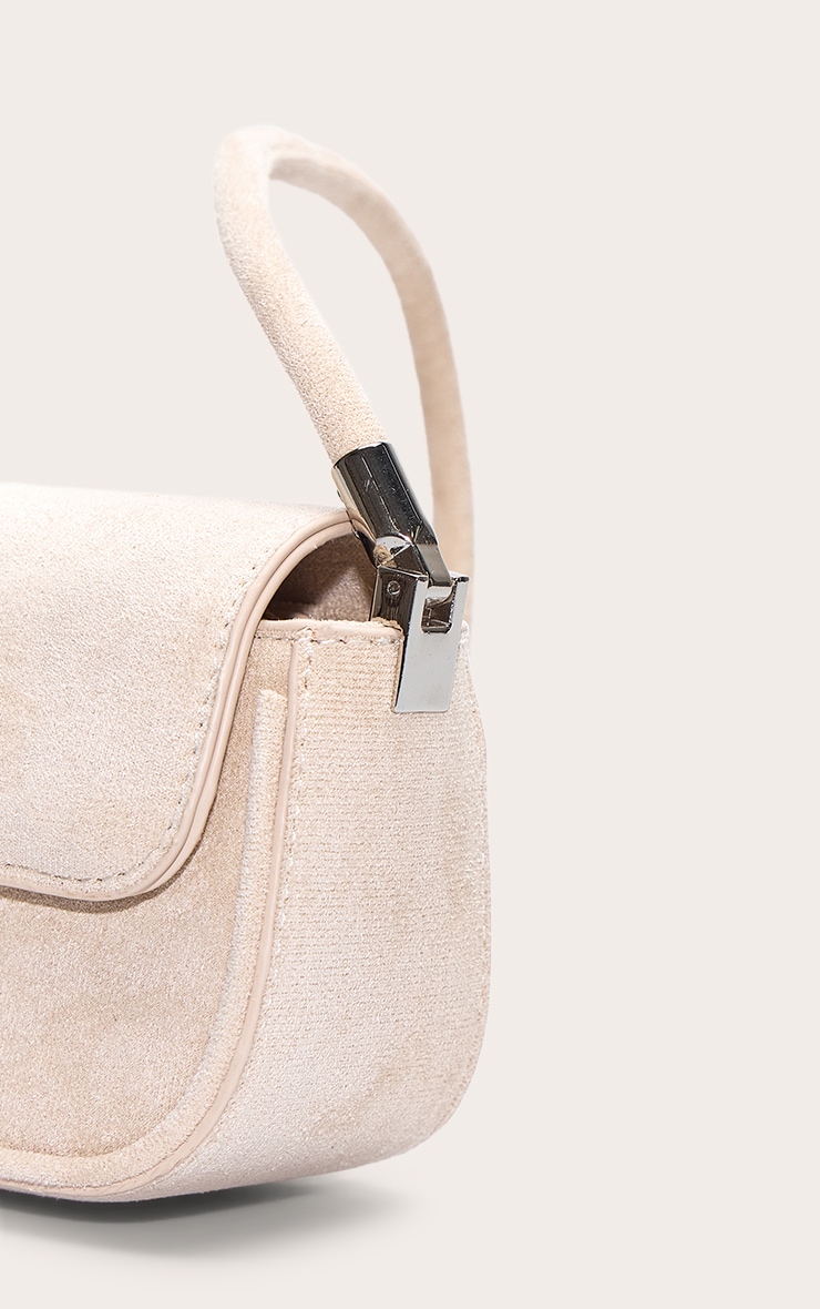 Cream Faux Suede Skinny Elongated Shoulder Bag image 5