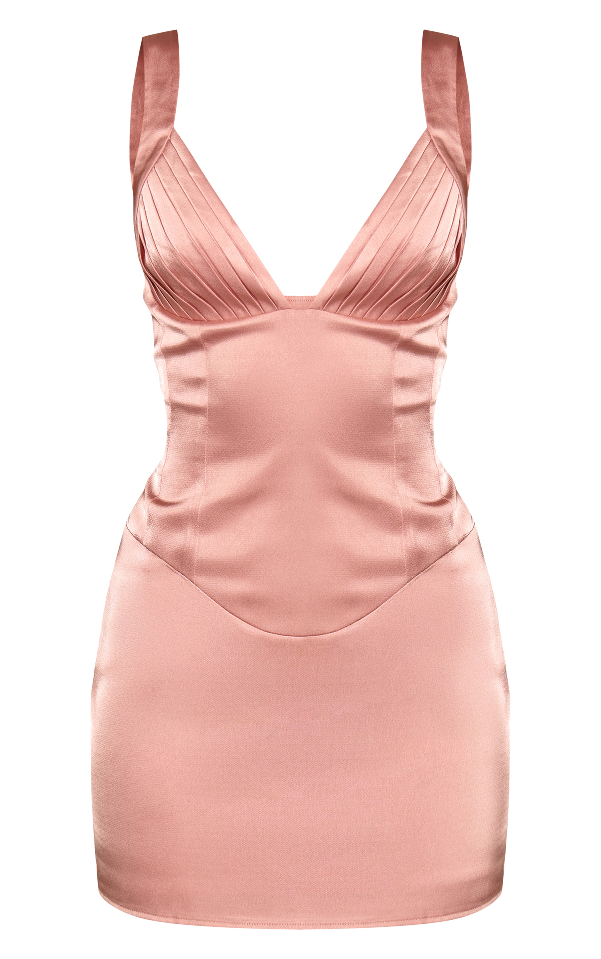 Pink Satin Cup Detail Mini Dress image 5