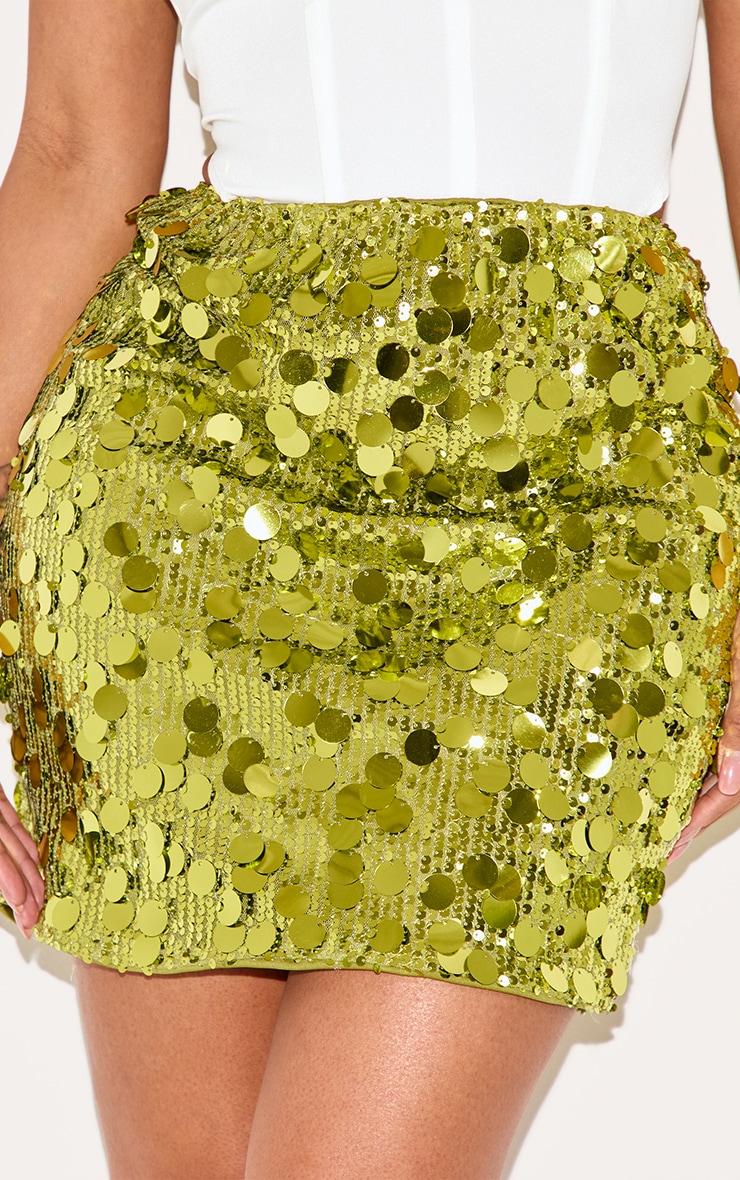 Shape Lime Disc Sequin Mini Skirt image 5