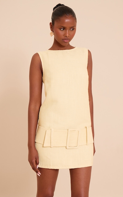 Lemon Boucle Oversized Low Belt Shift Dress