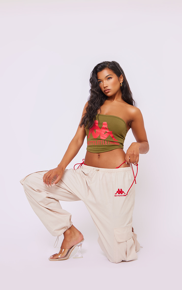 Kappa Khaki Printed Logo Bandeau Top image 3