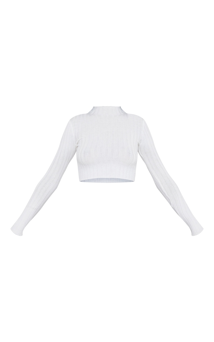 Tall Cream Knitted Collared Crop Sweater image 5