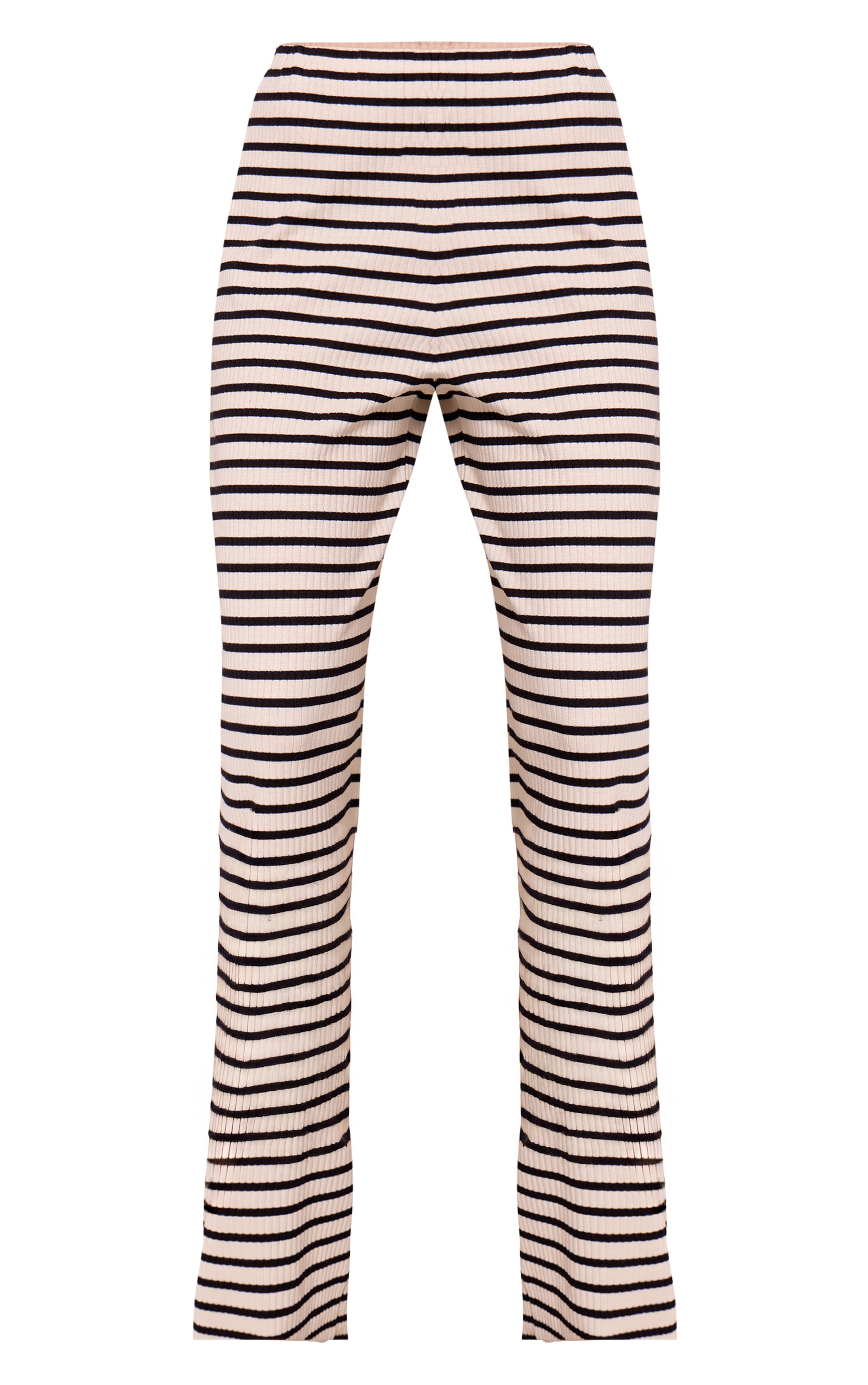 Cream Stripe Rib Wide Leg Pant image 5