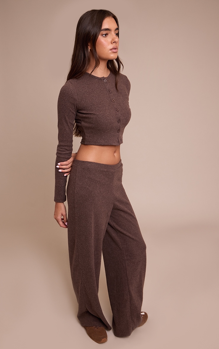 Pantalon large côtelé brossé chocolat image 2