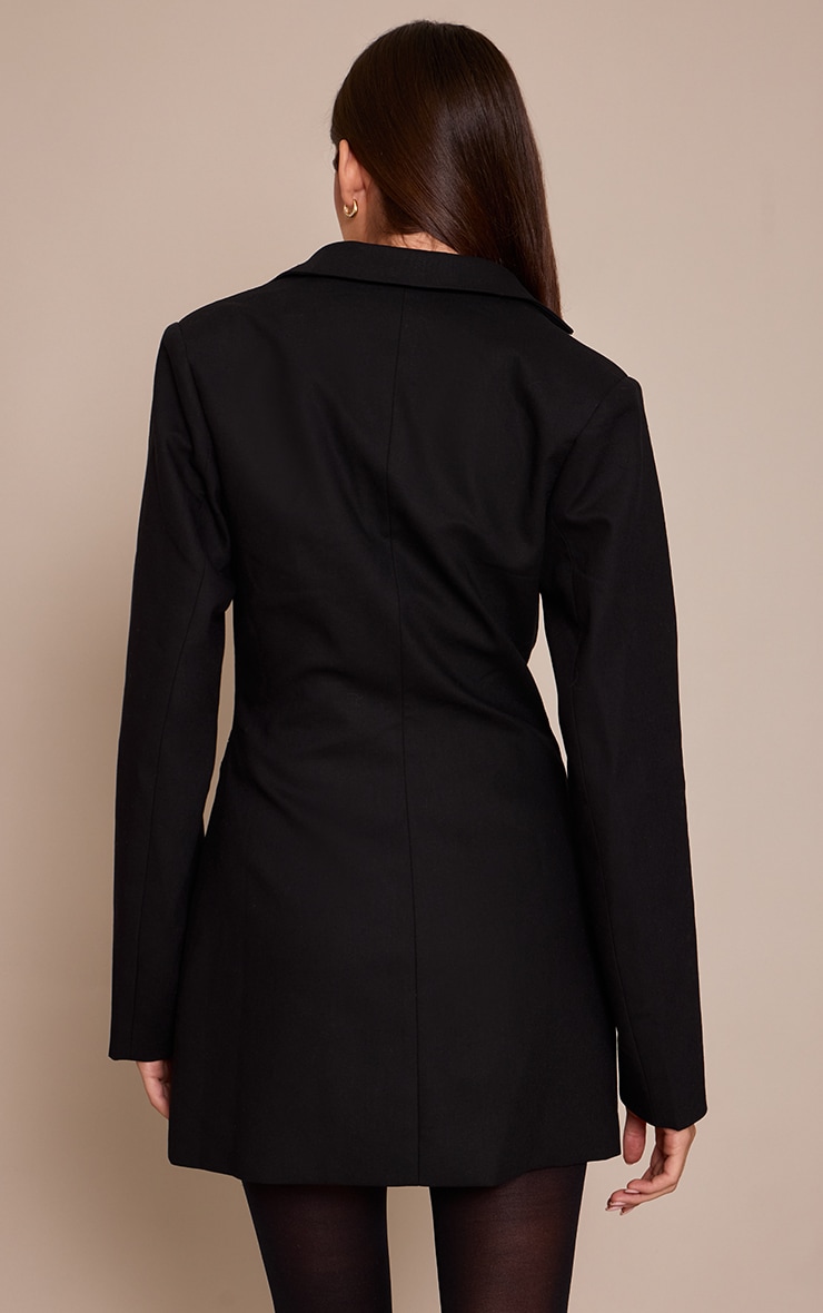 Black Woven Tailored Long Sleeve Blazer Dress image 2