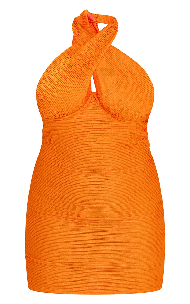 Plus Orange Underbust Cross Neck Bodycon Dress image 5