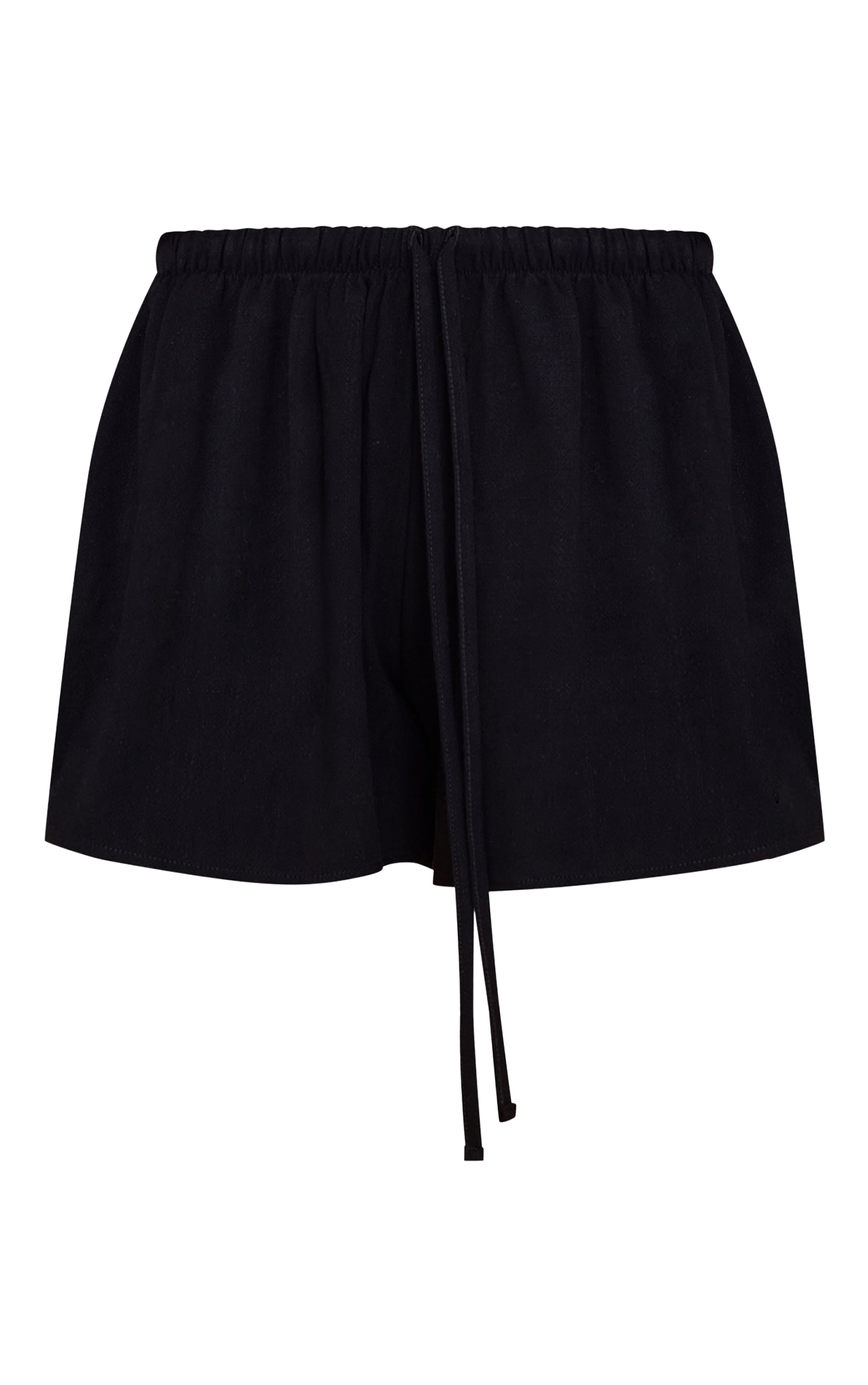 Black Linen Look Floaty Drawstring Shorts image 6