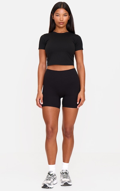 Short de sport en Sculpt noir à taille haute