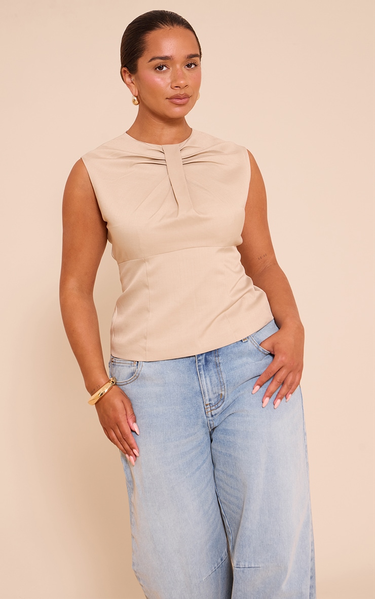 Shape Stone Woven Pleat Front Top image 1