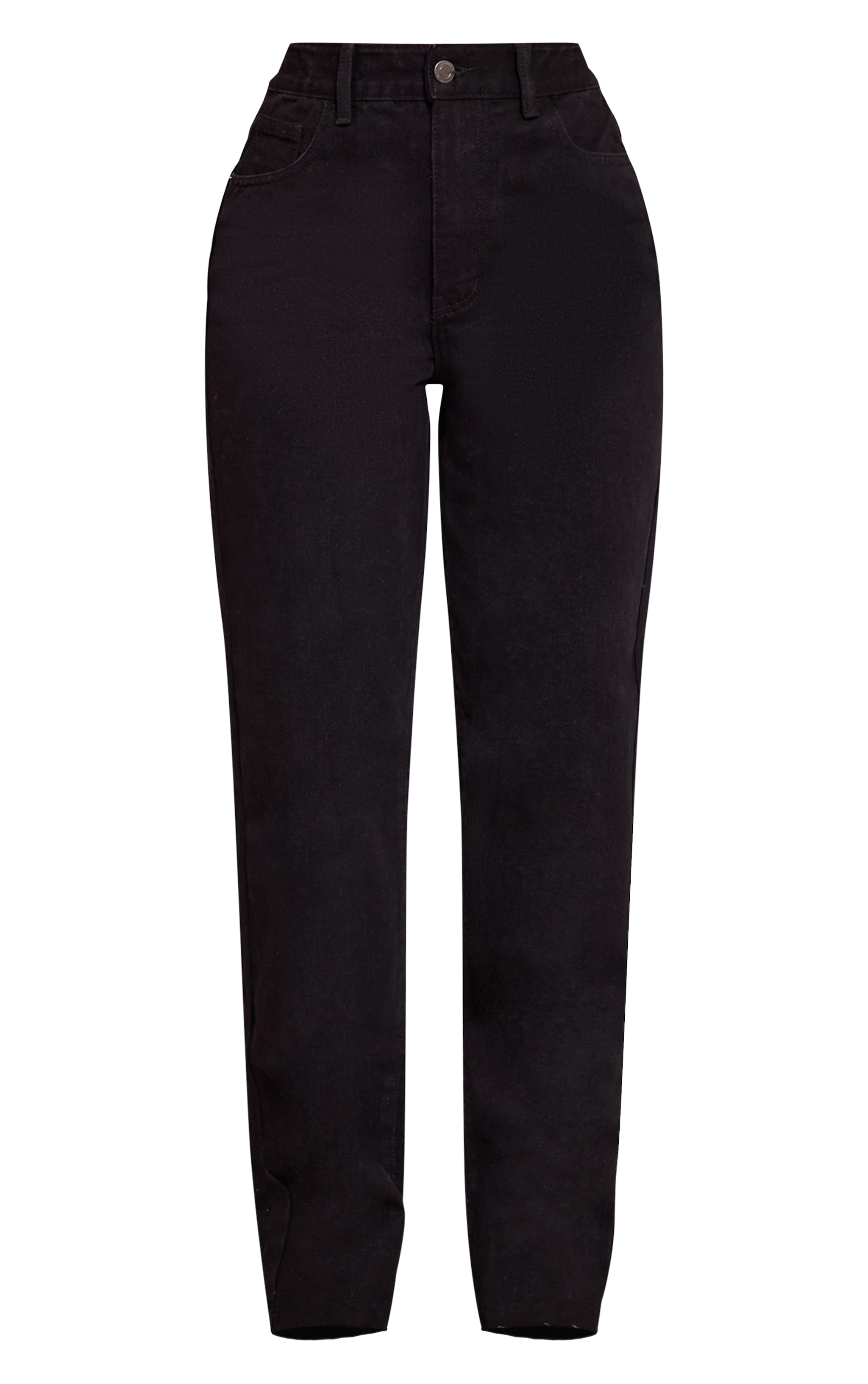 PRETTYLITTLETHING Petite Black Long Leg Straight Jeans image 5