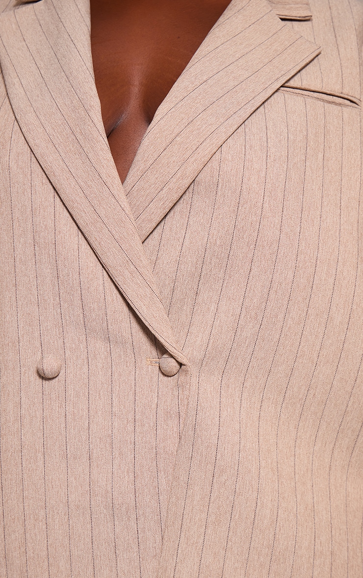Plus Taupe Pinstripe Boxy Blazer image 4