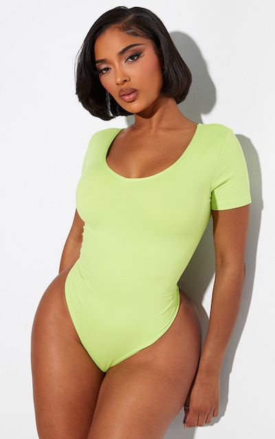 Shape Lime Sculpted V Neck Short Sleeve Bodysuit