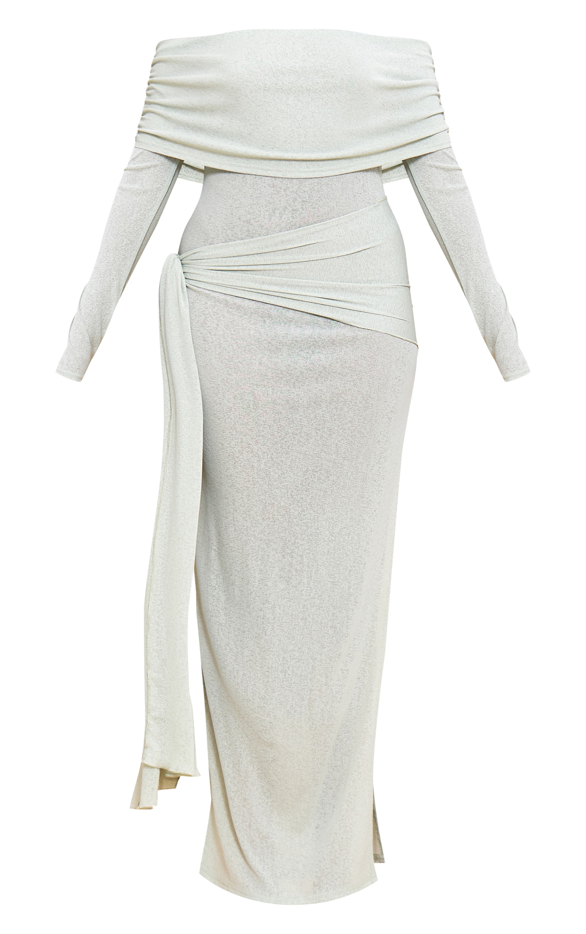 Sage Onion Skin Bardot Tie Waist Maxi Dress image 1