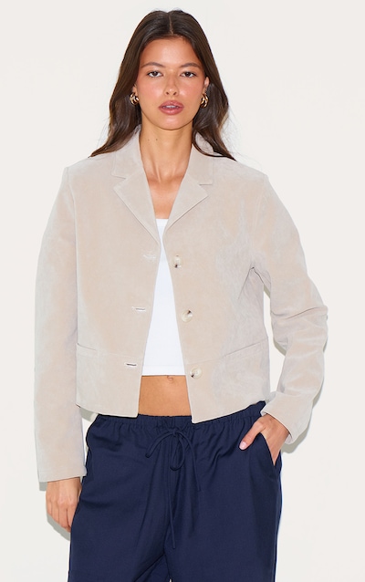 Blazer court en suédine gris pierre
