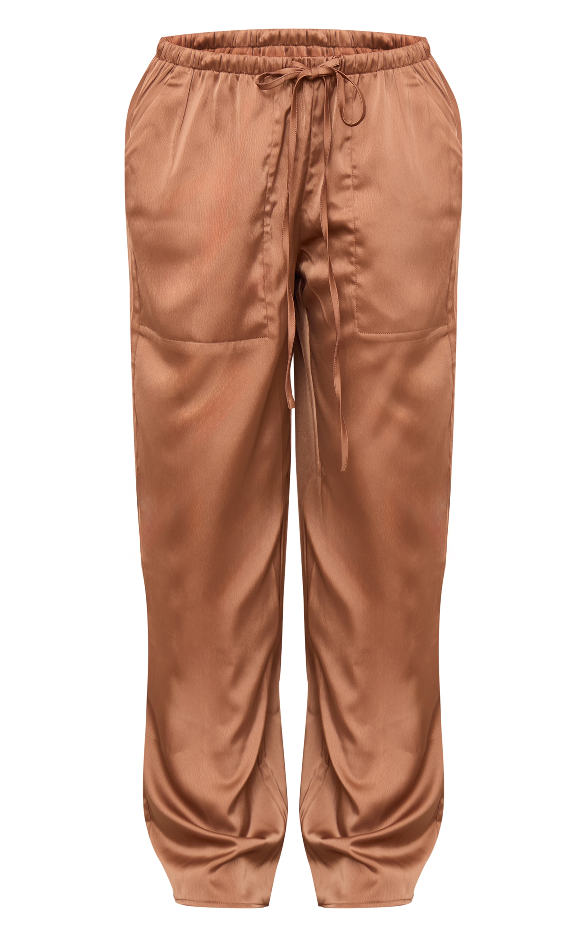 Chocolate Premium Satin Low Rise Drawstring Pants image 5