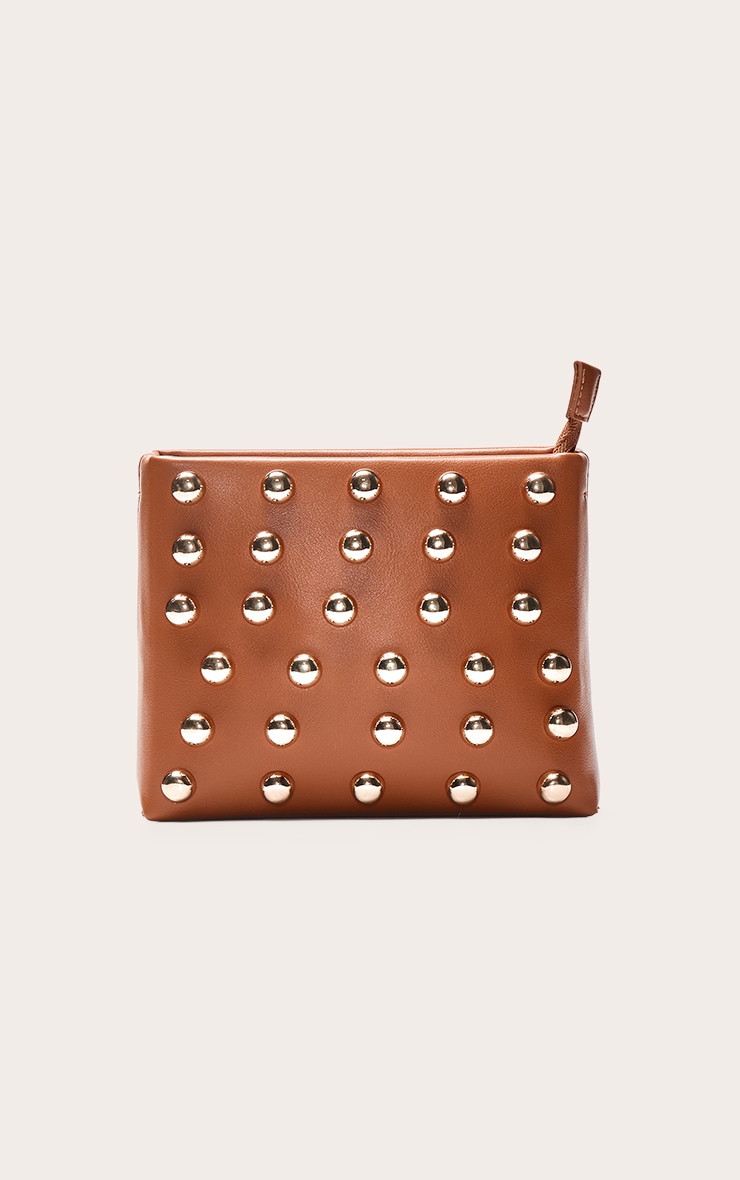 Mini sac à main structuré marron clair à clous en dômes image 2