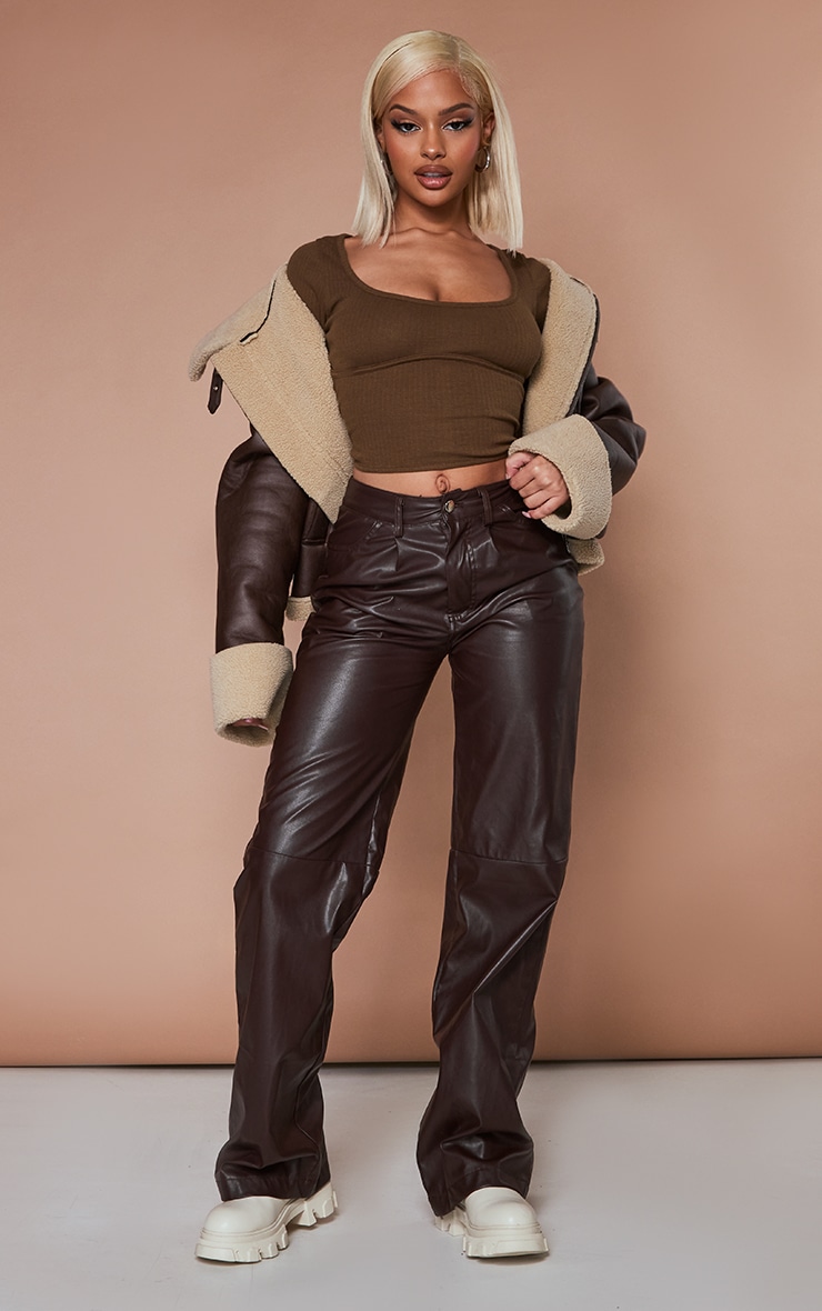 Espresso Rib Underbust Seam Long Sleeve Top image 3
